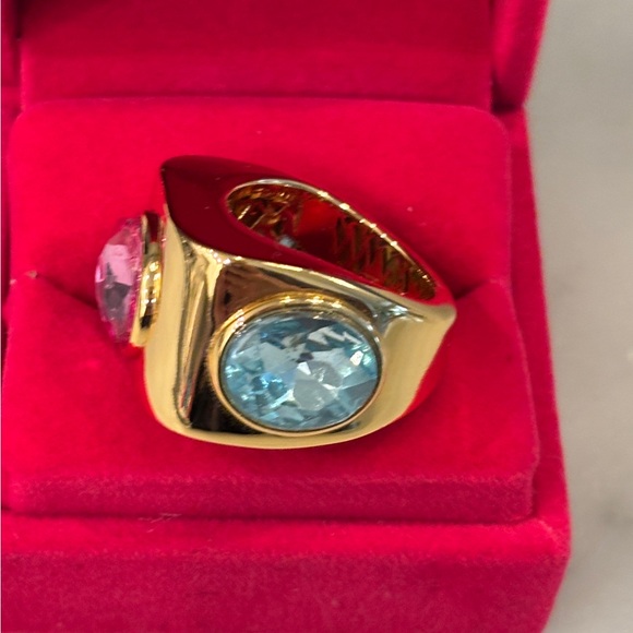 NWOT Kurt Geiger Gold and Gemstone Ring Size 8. It is a 8 regardless of comments - Picture 2 of 8